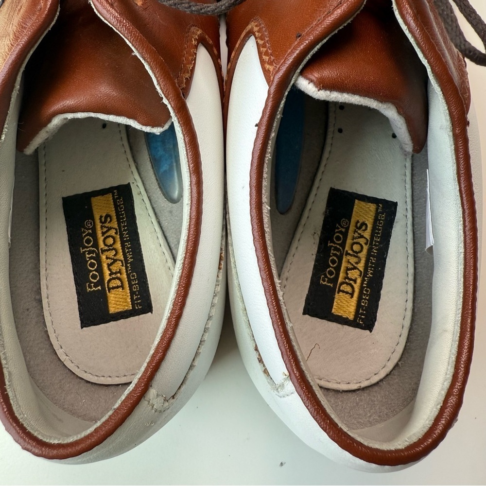 FootJoy DryJoys 99093 Brown/White Saddle Golf Shoes Soft Spike Men 5 1/2 M - Picture 6 of 11
